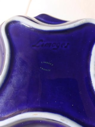 Cenicero Limoges 16x16 cm Azul Dorado