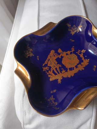 Cenicero Limoges 16x16 cm Azul Dorado
