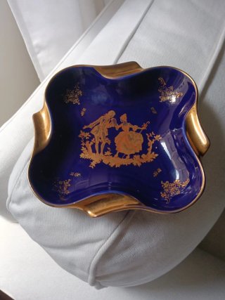 Cenicero Limoges 16x16 cm Azul Dorado