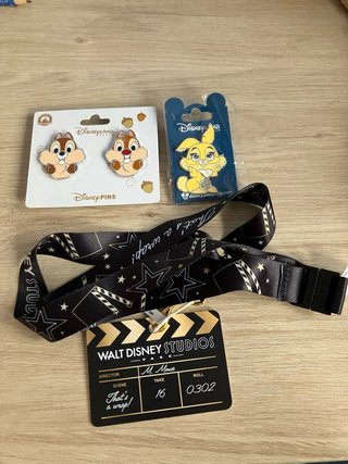 Lote Disney: Pins Chip & Dale, Thumper y Lanyard