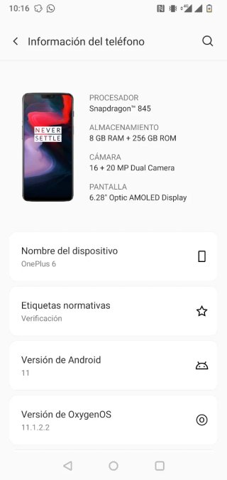 Móvil OnePlus 6 256GB 8GB RAM Negro
