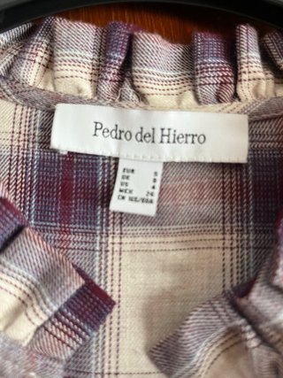 Vestido camisero cuadros beige y morado