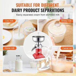 VEVOR separador leche centrífugo 30W acero