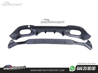 DIFUSOR TRASERO NEGRO BRILLO CON COLAS SIMPLES NEGRAS PARA MERCEDES CLA C118