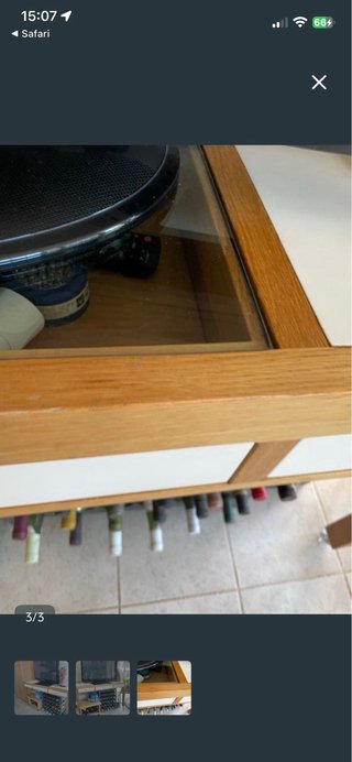 Mesa auxiliar madera maciza y ruedas