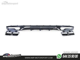 DIFUSOR TRASERO NEGRO MATE CON COLAS CROMADAS PARA MERCEDES CLASE E W213