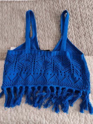 Top Crochet Desigual Azul M