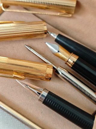 Elegante astuccio con penne dorate Élysée
