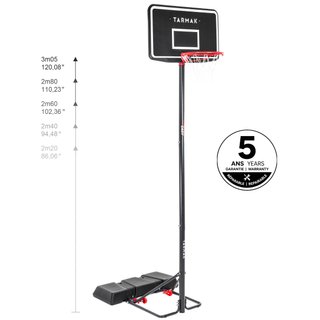Canasta de baloncesto ajustable 2,20-3,05m Tarmak B100 Easy