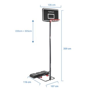 Canasta de baloncesto ajustable 2,20-3,05m Tarmak B100 Easy