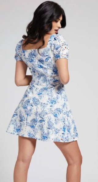 Vestido Guess floral azul y blanco