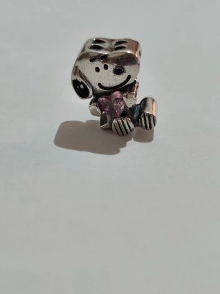 Charm Snoopy Corazón Rosa Plata de Ley