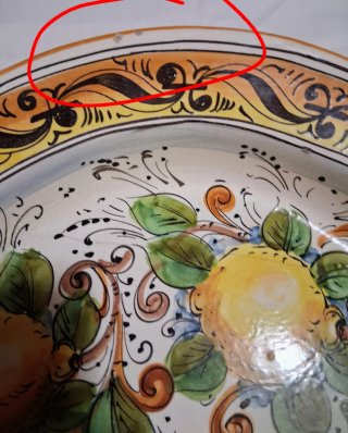 Vassoio ceramica vintage limoni