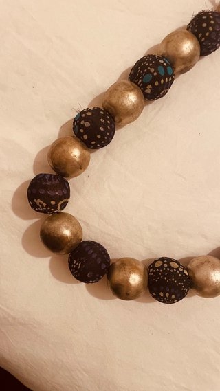 Collar Luna Llena Bolas Azul y Plata