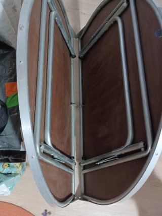 Mesa redonda plegable madera y metal