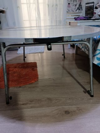 Mesa redonda plegable madera y metal