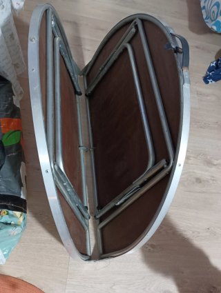 Mesa redonda plegable madera y metal