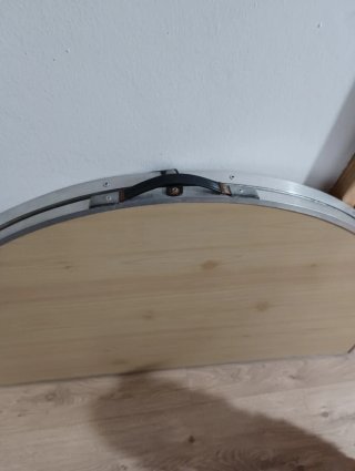 Mesa redonda plegable madera y metal