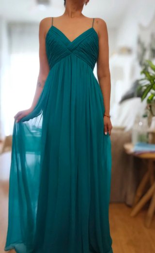 Vestido Mango Talla S Verde Turquesa