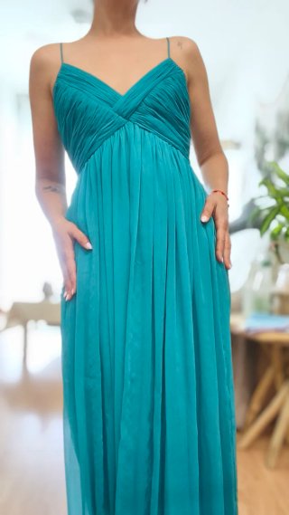 Vestido Mango Talla S Verde Turquesa
