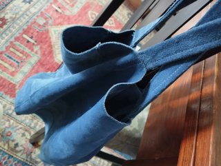 Borsa in vera pelle scamosciata blu carta da zucch