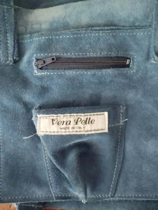 Borsa in vera pelle scamosciata blu carta da zucch