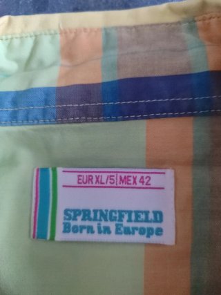 Camisa Springfield Talla M Cuadros Multicolor