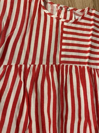 Vestido niña rayas rojas y blancas T116