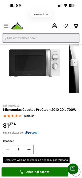 Microondas Cecotec Proclean 2010 20L 700W