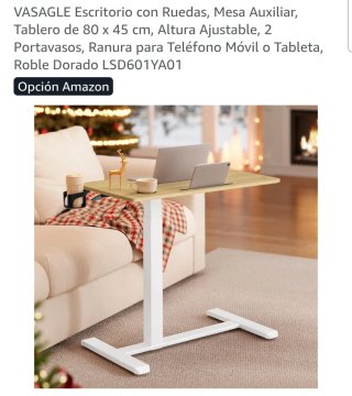Mesa Auxiliar VASAGLE Madera y Metal