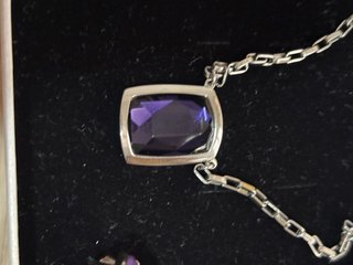 Conjunto Viceroy Pendientes y Collar Morado/Plata