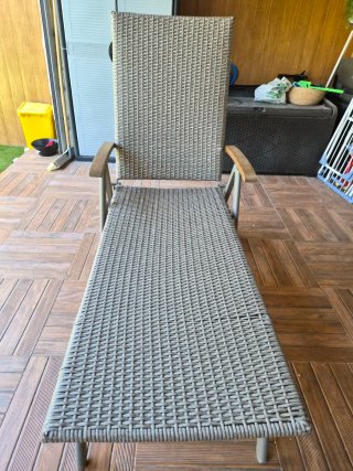 Tumbona plegable jardín metal mimbre madera