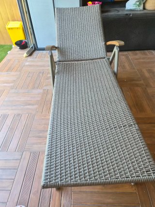 Tumbona plegable jardín metal mimbre madera