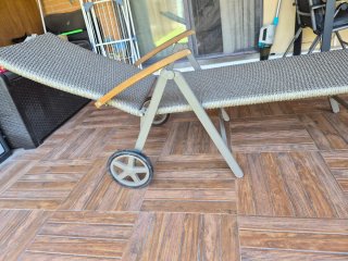 Tumbona plegable jardín metal mimbre madera