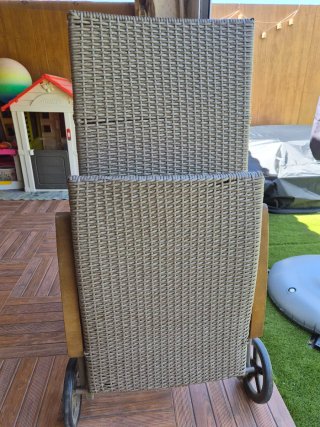 Tumbona plegable jardín metal mimbre madera