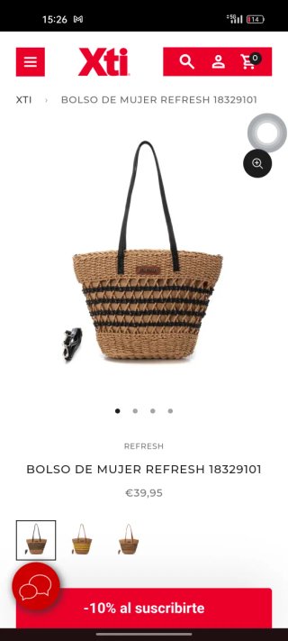 Bolso de rafia Refresh beige y negro