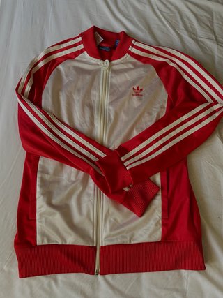 Sudadera Adidas cremallera roja y blanca