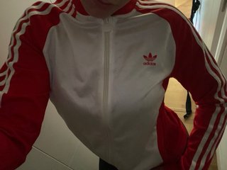 Sudadera Adidas cremallera roja y blanca