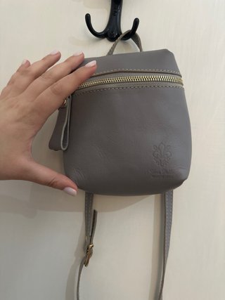 Zainetto vera pelle Made in Italy grigio
