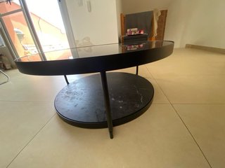 Mesa centro redonda cristal y metal Ikea
