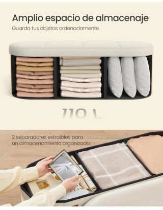 SONGMICS Baúl Puff Almacenaje Beige