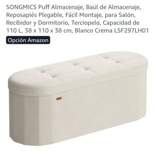 SONGMICS Baúl Puff Almacenaje Beige