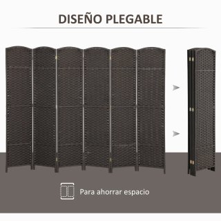 Biombo Separador 6 Paneles Ratán