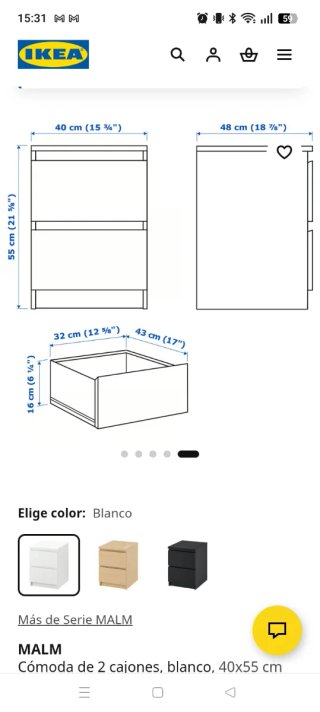 Mesilla IKEA Malm 2 cajones blanca