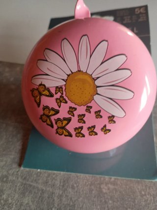 Timbre bici rosa flores y mariposas