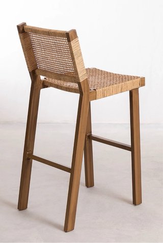 Taburete alto ratán y madera