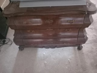 Banqueta Isabelina Beige Tela y Madera y mueble