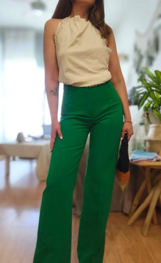 Pantalón Mango Verde Talla 36