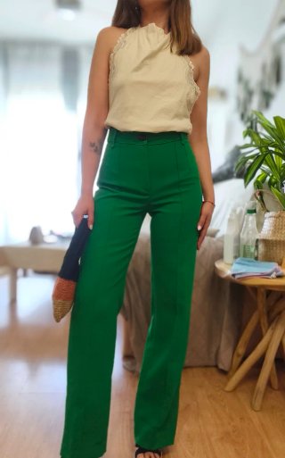 Pantalón Mango Verde Talla 36