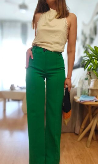 Pantalón Mango Verde Talla 36